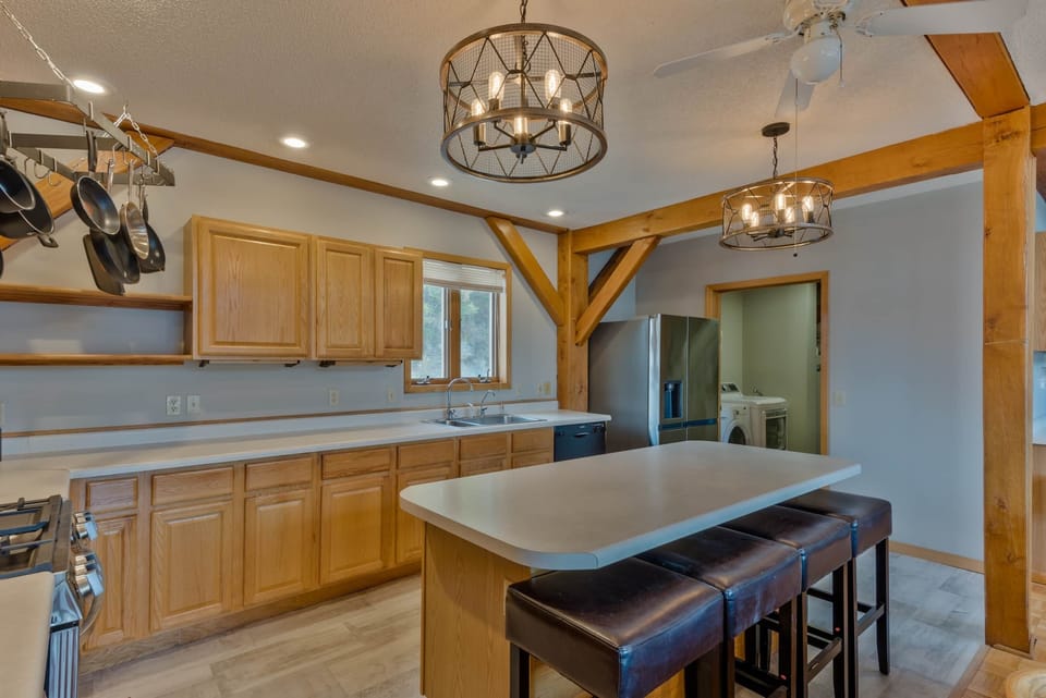 The island counter makes gathering and meal prep a breeze.
