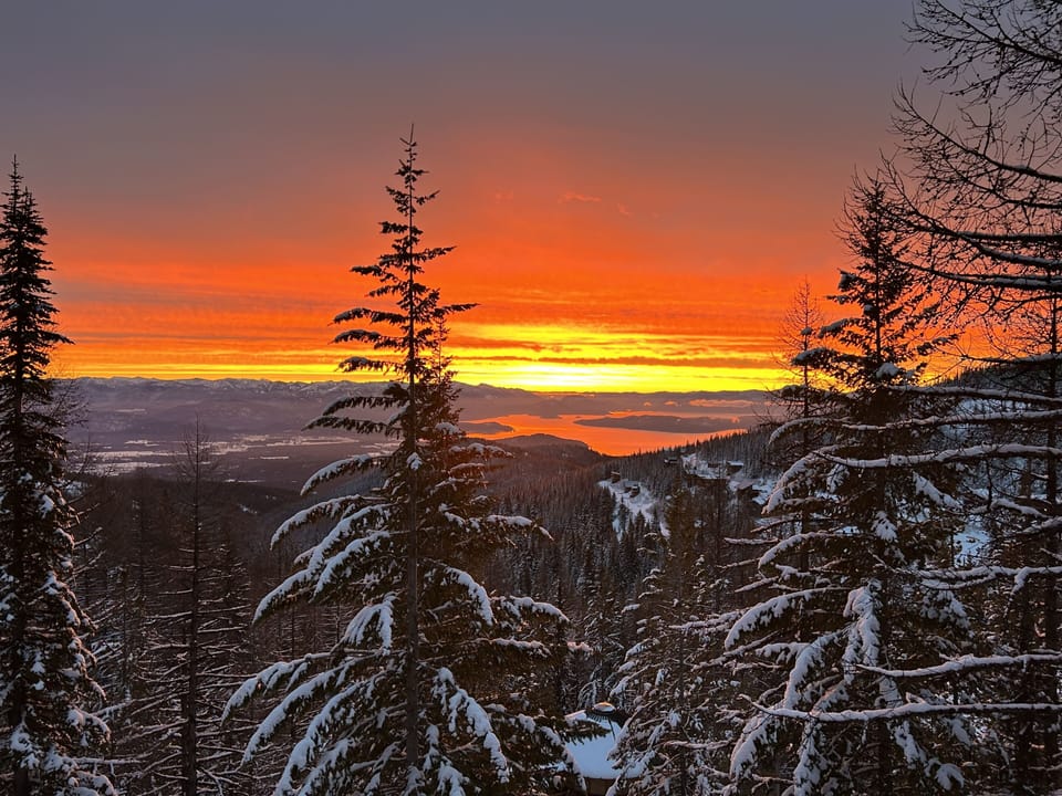 Epic sunrise views in the morning from the ski run adjacent to our home