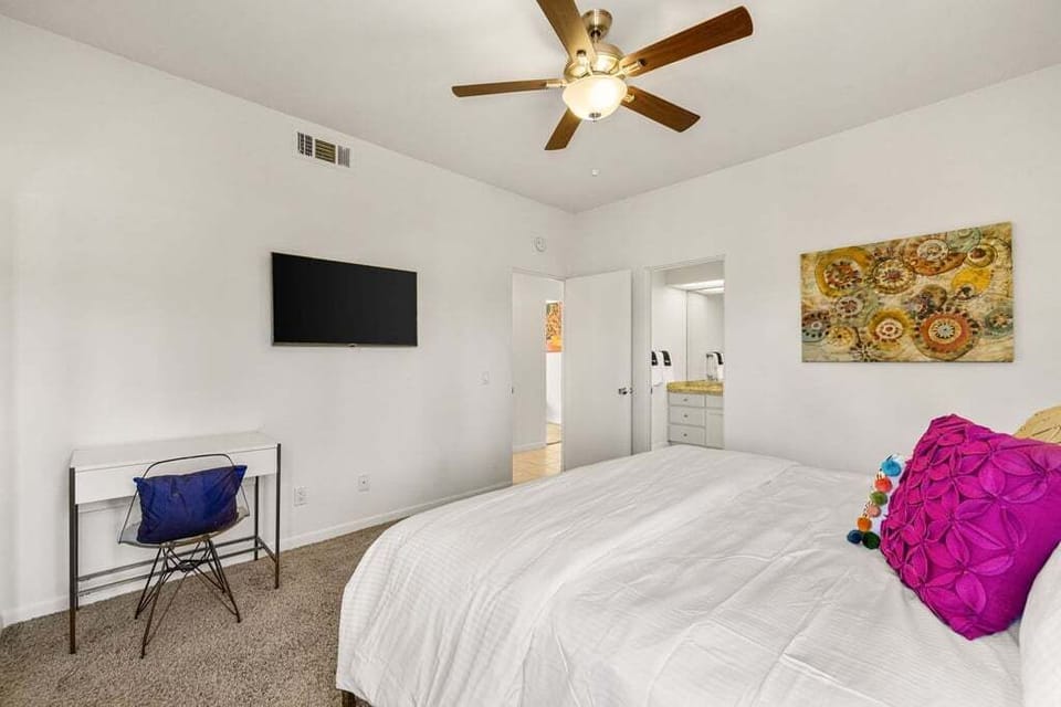 Guest suite with 43" smart TV and desk