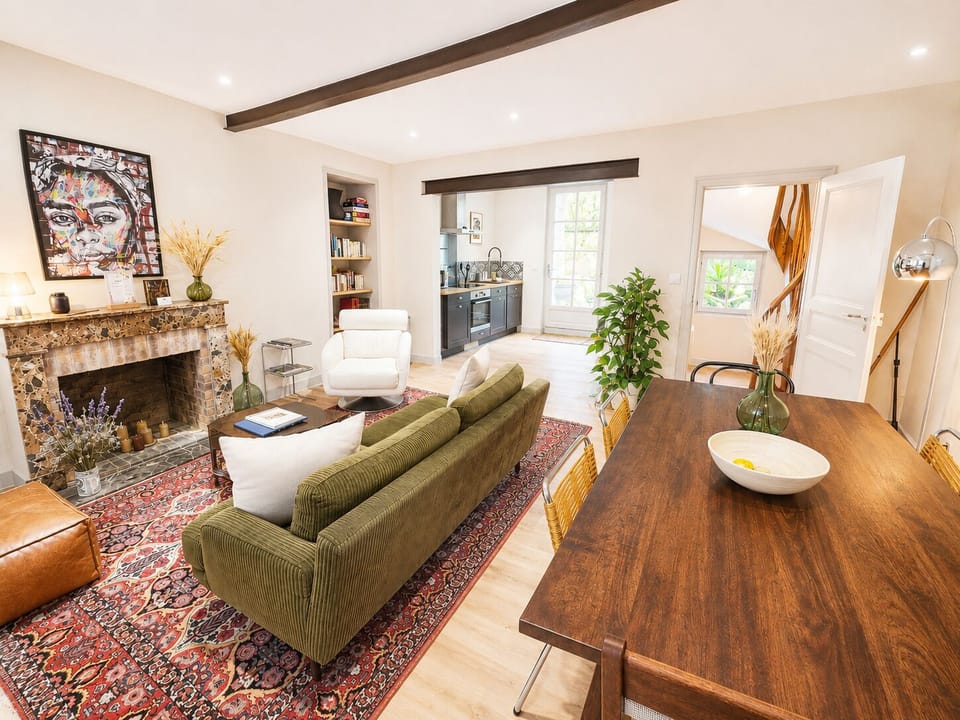 Living room with open-plan kitchen