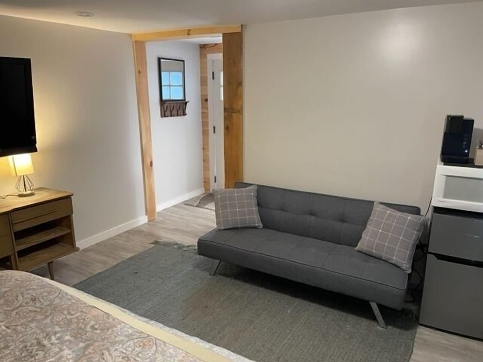 Futon can be made into an extra bed