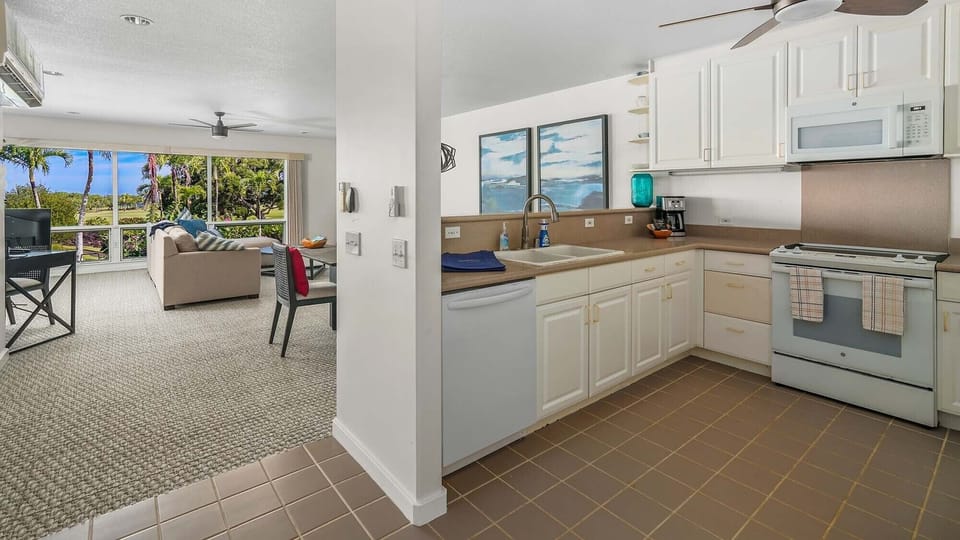 Emmalani Court at Princeville #521 - Kitchen & Living Great Room - Parrish Kauai