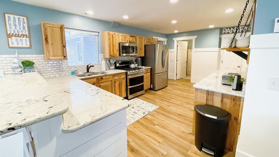 Kitchen fully stocked with your basic cooking necessities