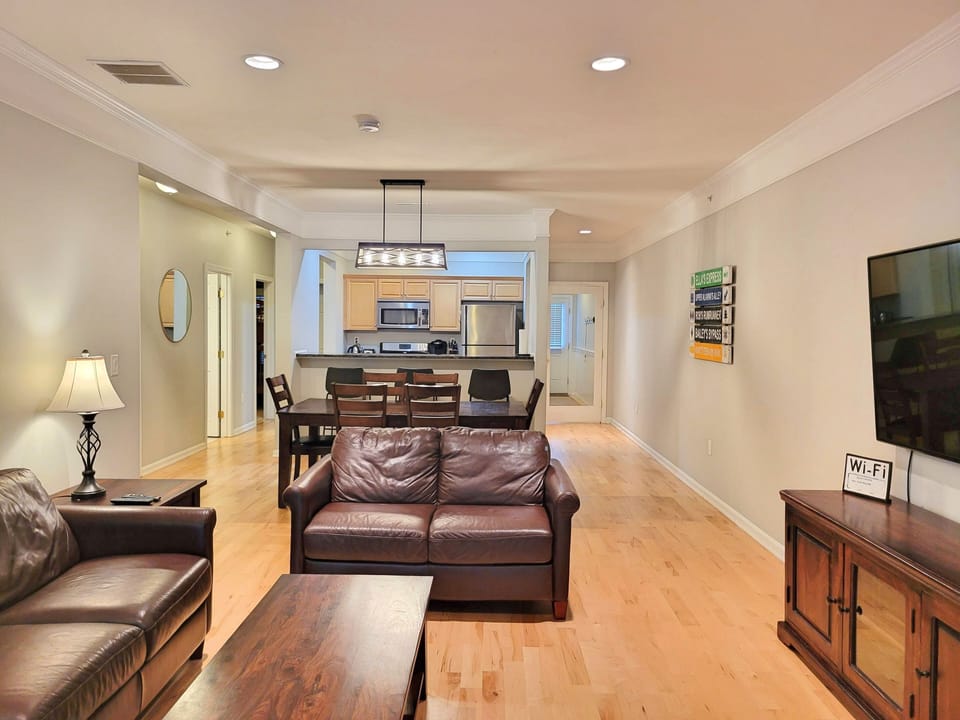 Looking in from slider with bedrooms on left and entry on right