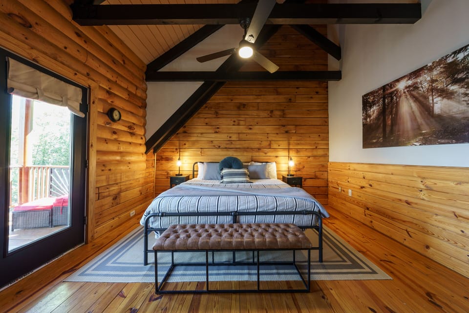 Top floor master suite with king bed, attached bath, and the best views.