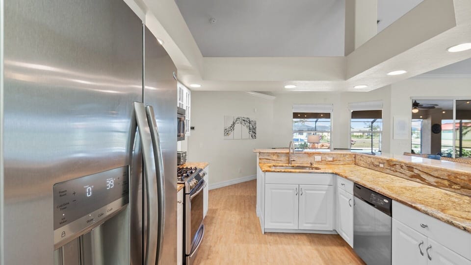 Kitchen with stainless steel appliances