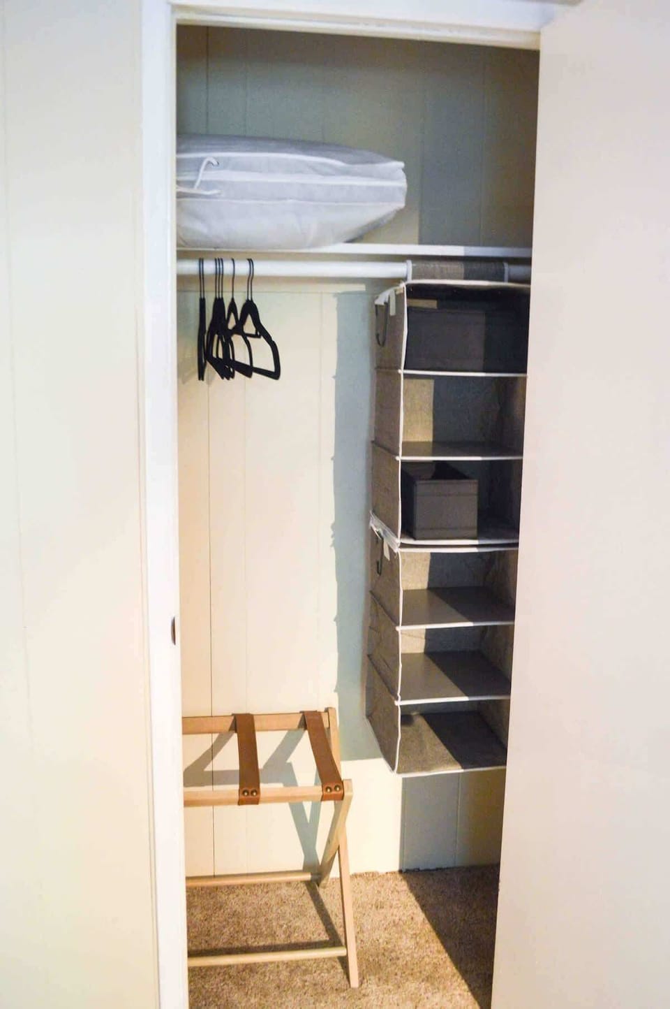 There is a walk in closet in each bedroom with plenty of storage to use during your stay. 