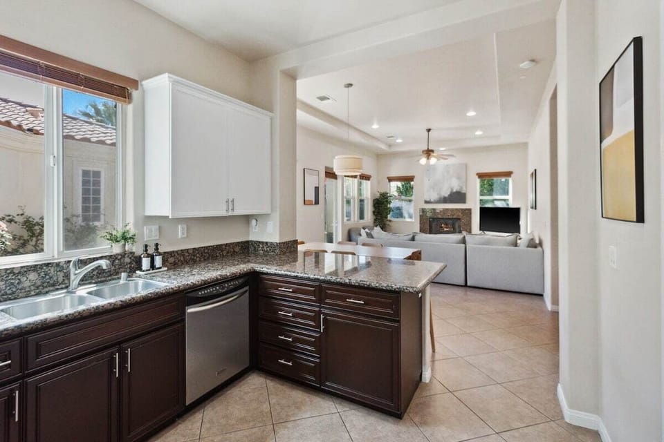 Modern kitchen ready for quick breakfasts or full family dinners alike.