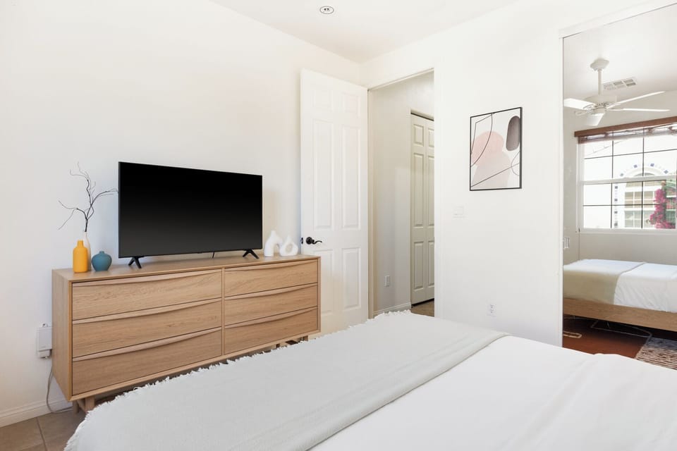 Clean lines and TV ready—everyone gets their own space to relax here.