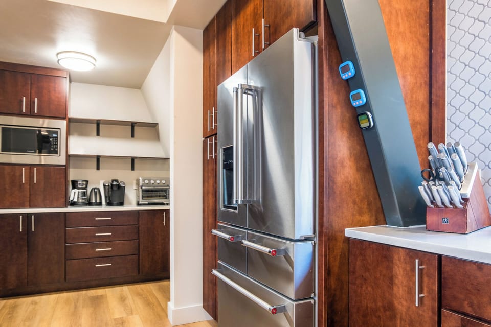 Modern appliances all around in this sprawling kitchen