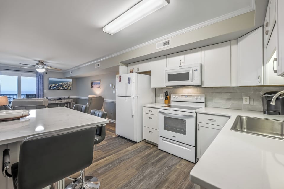 Relax after the beach in a clean, updated oceanfront condo