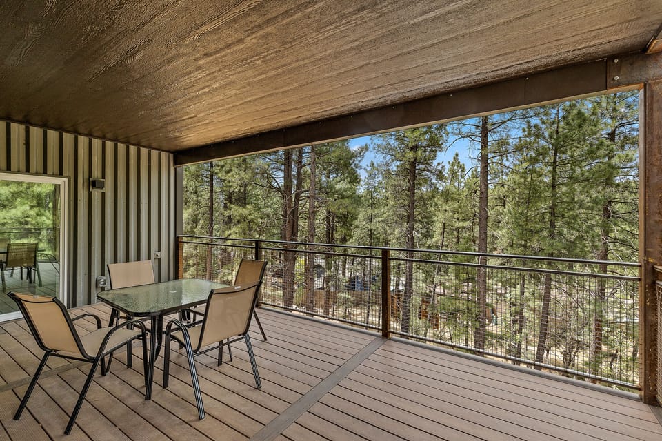 Mid Level Covered deck looking out into the forest