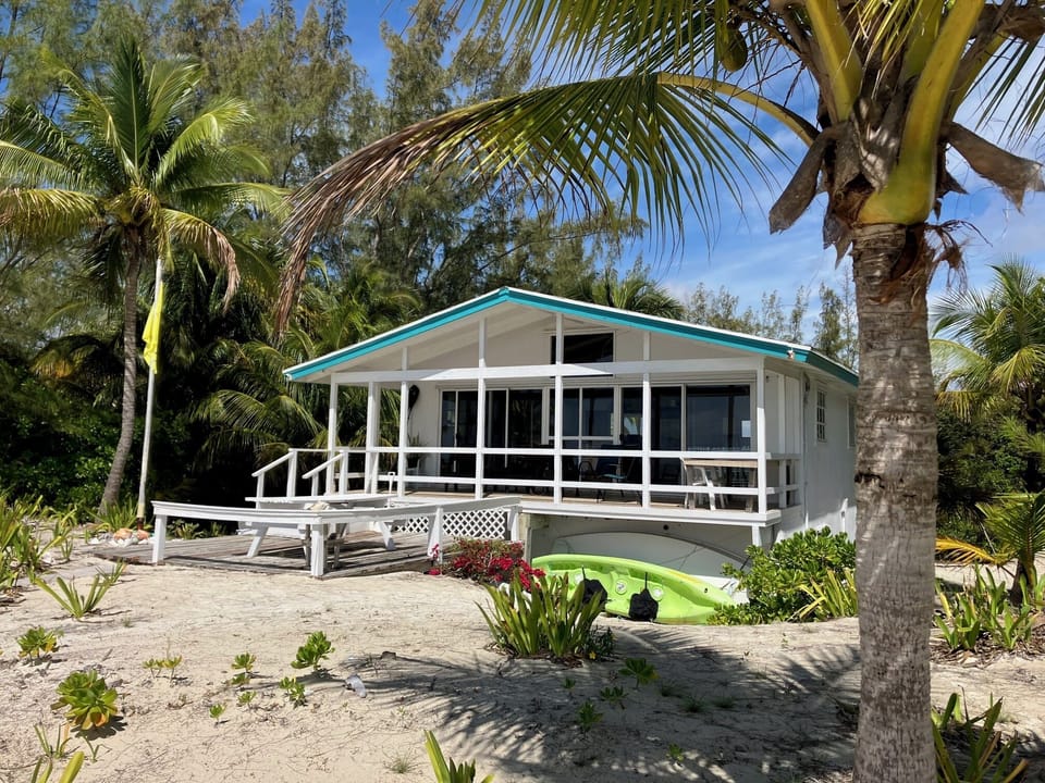 Deck and Porch facing the private beach.