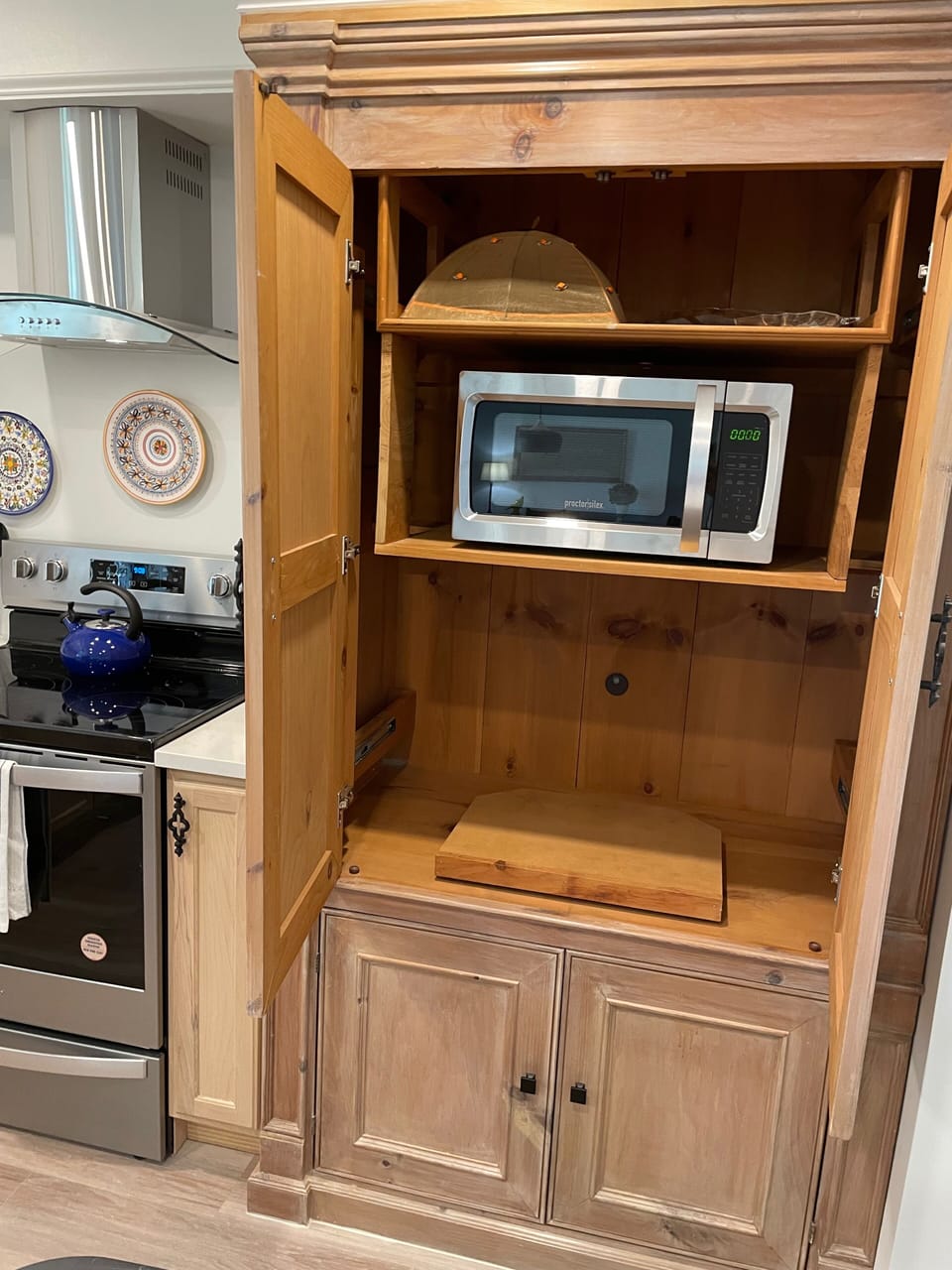 Microwave in custom kitchen cabinet