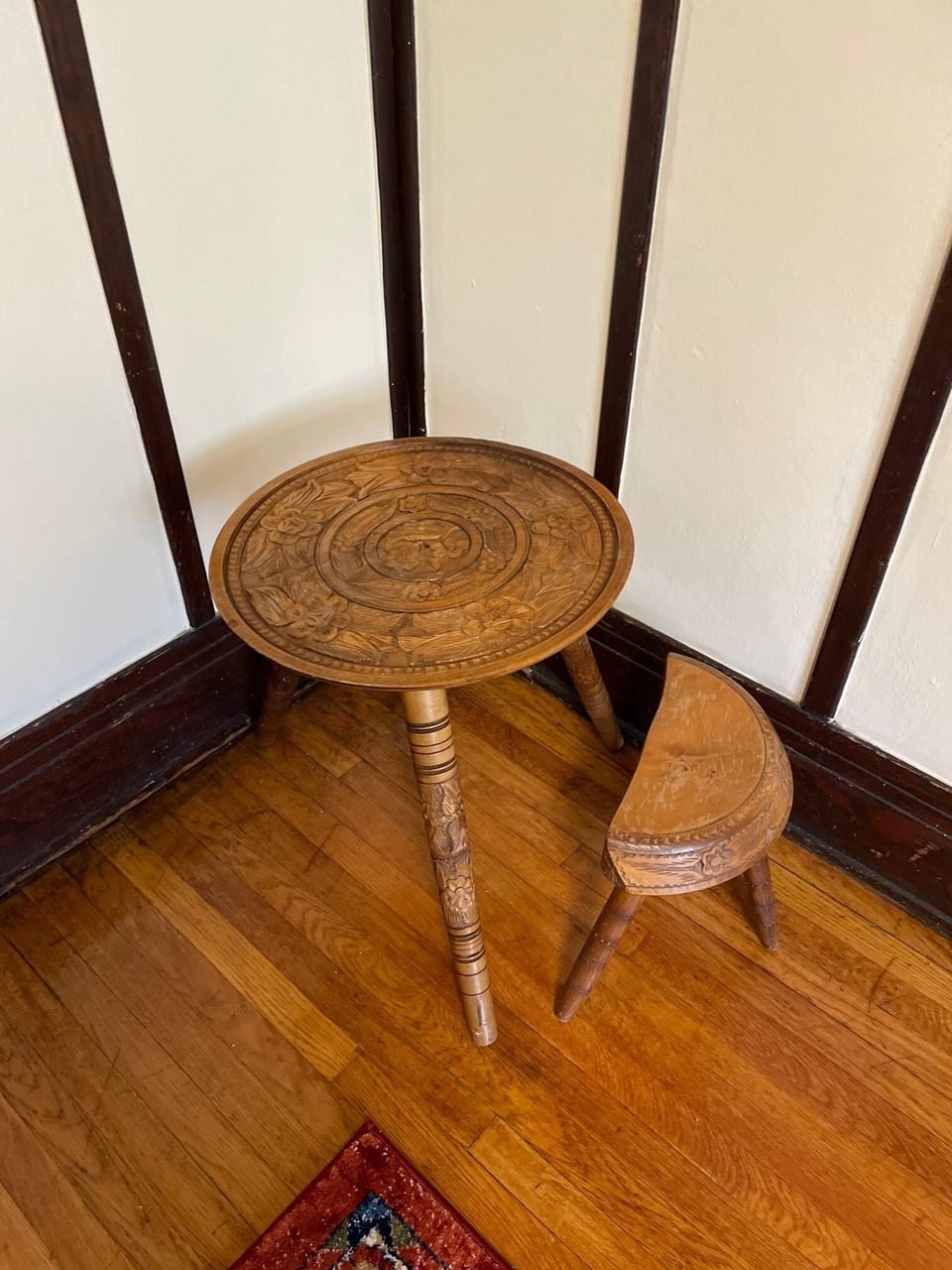 DETAILS: hand carved in Europe, table and chair for adults