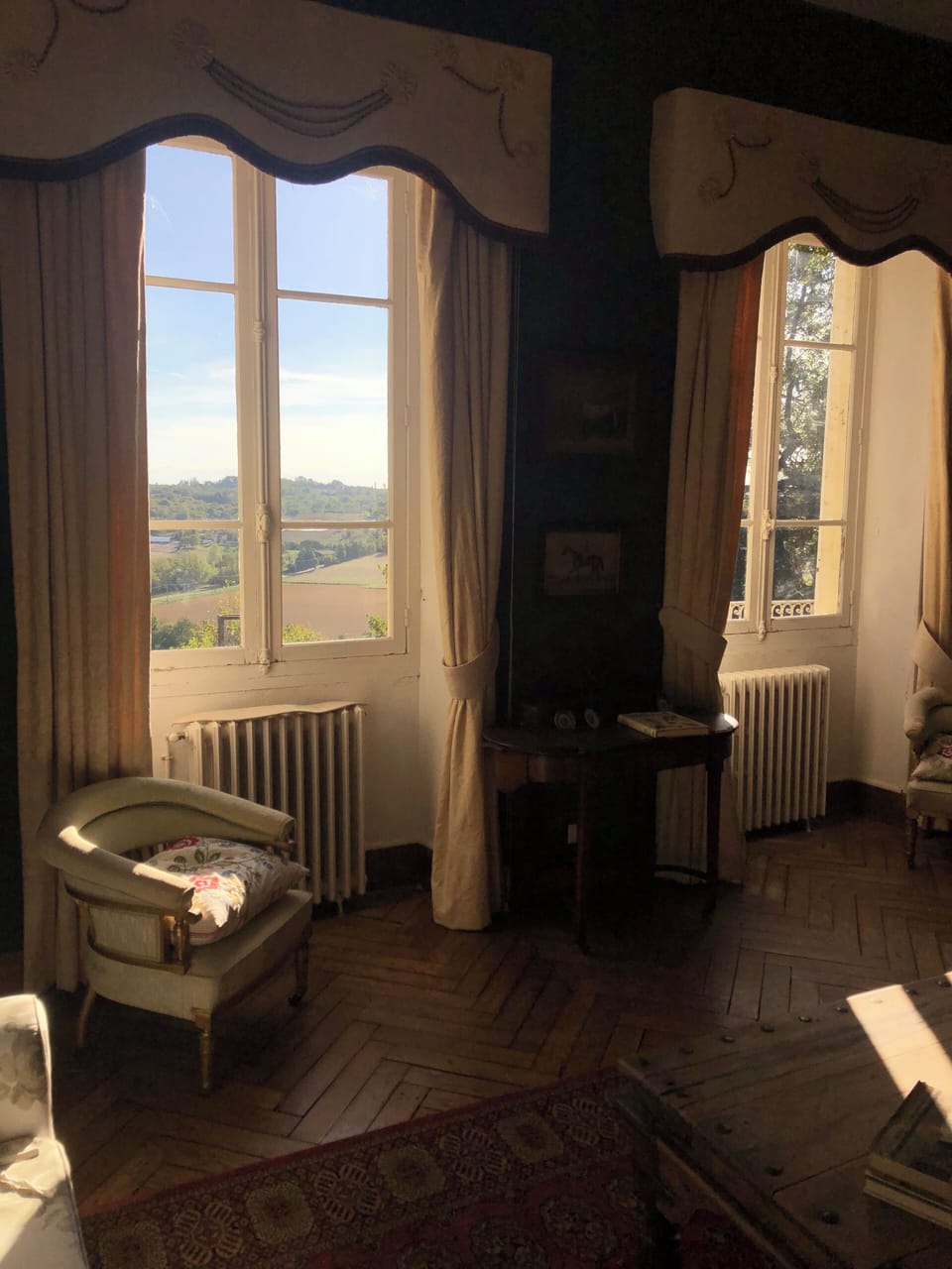 View of the countryside through the living room windows
