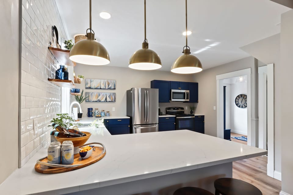 The large breakfast bar will be a favorite gathering spot.