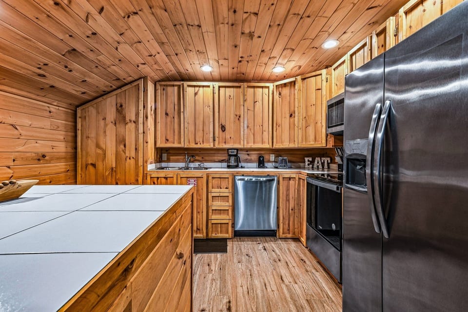 Indoors, Hardwood, Stained Wood, Appliance, Microwave