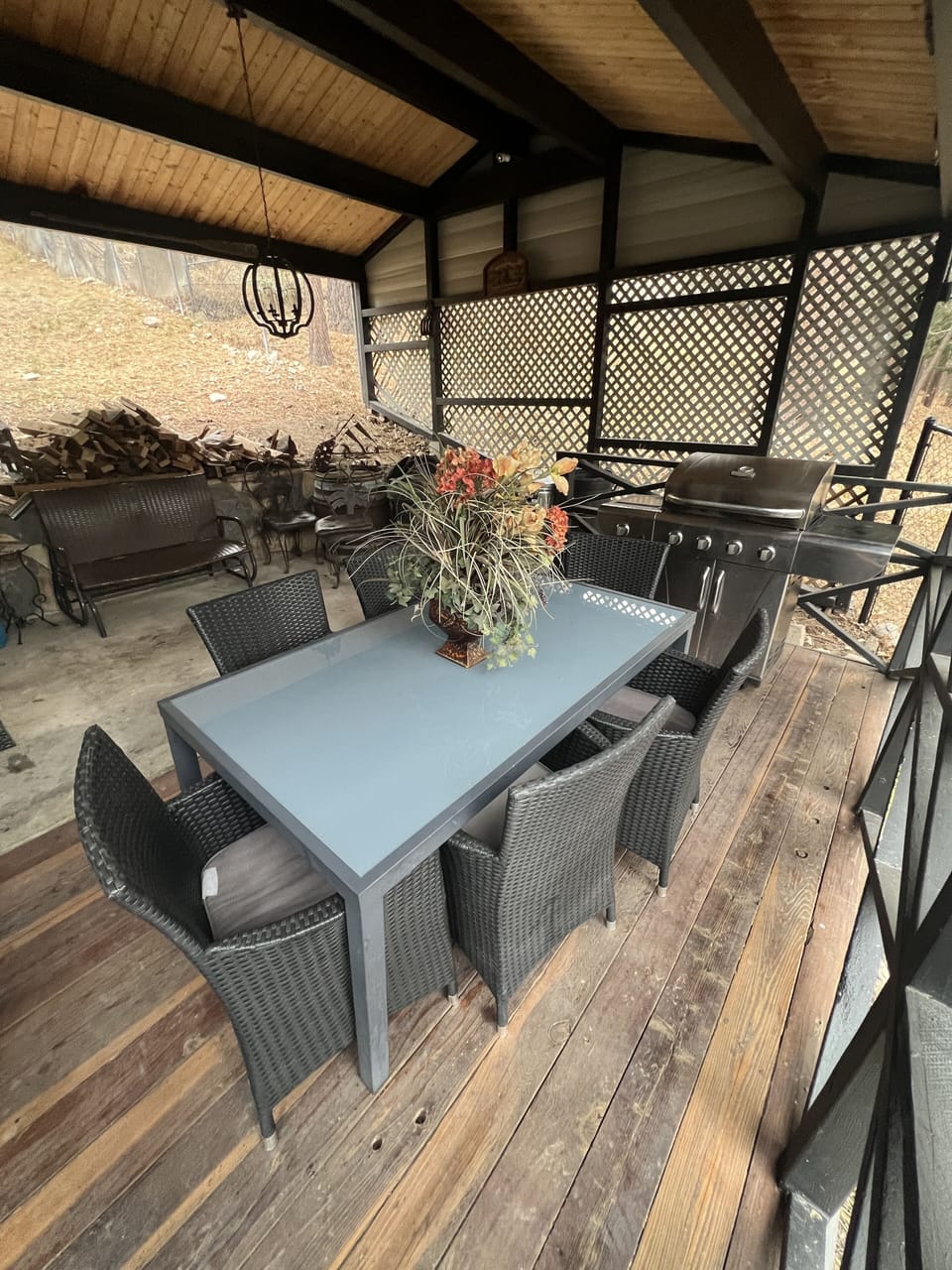 Outside patio table and grill