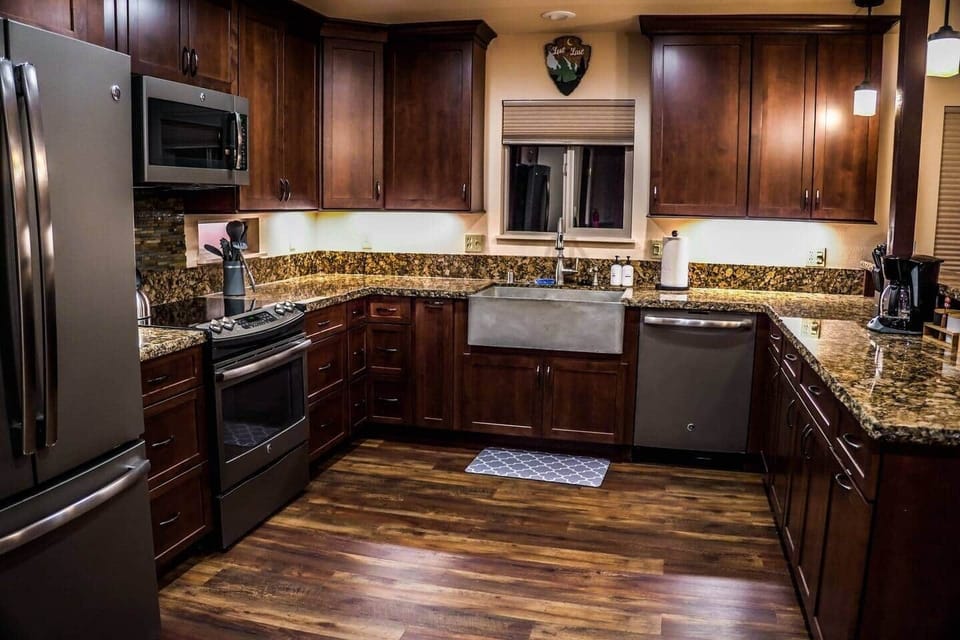 A fully stocked and spacious kitchen