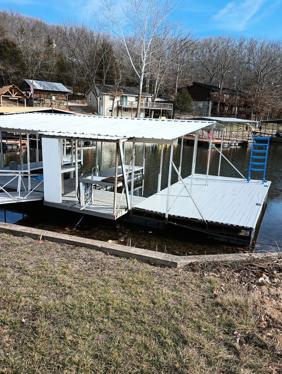 Large 2 boat dock, swim platform & fish cleaning sink. 