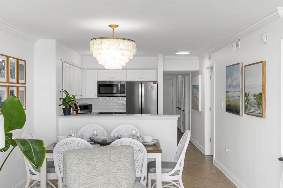 View of the kitchen and dining from the living room.