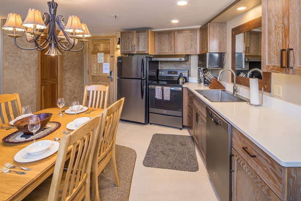 Easily prepare meals in the fully equipped well stocked kitchen