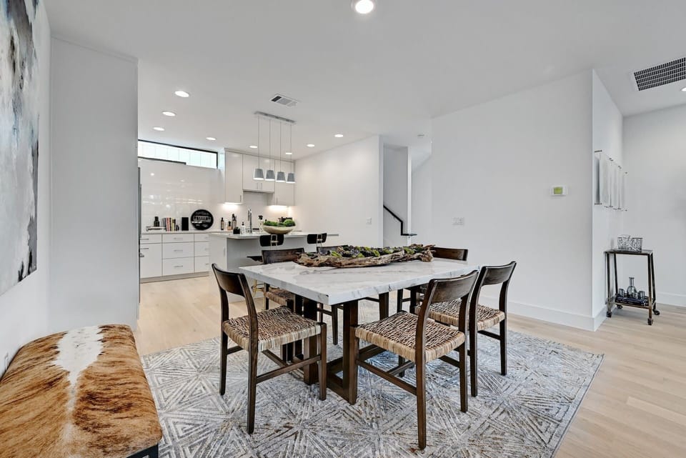 Marble dining room table, seats 6