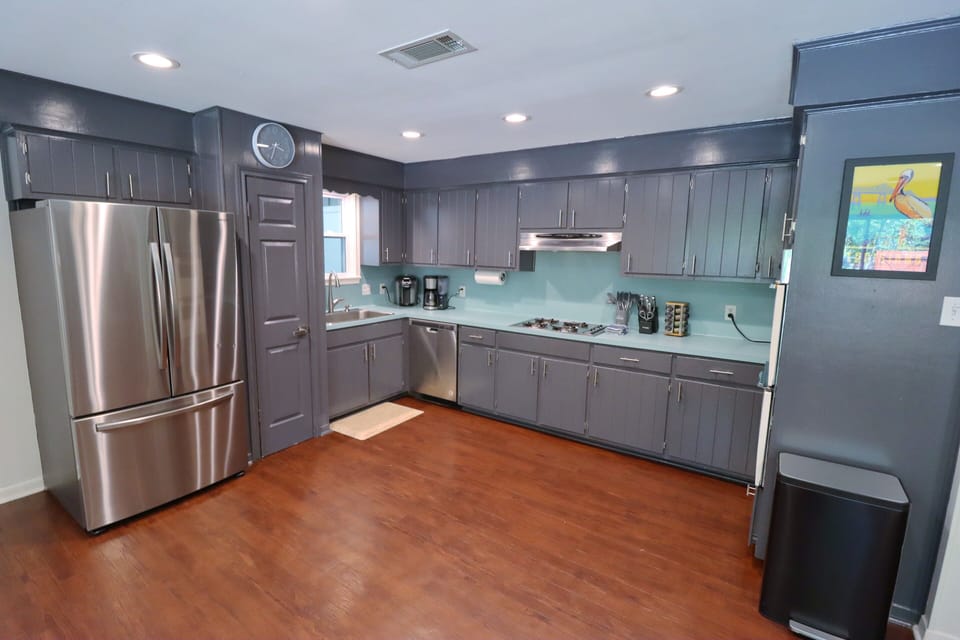 Retro kitchen with large Samsung 27 cu/ft French door refrigerator