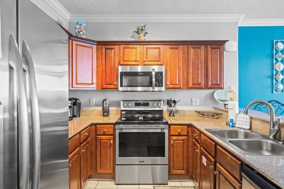 Fully Stocked Kitchen with Bar Seating