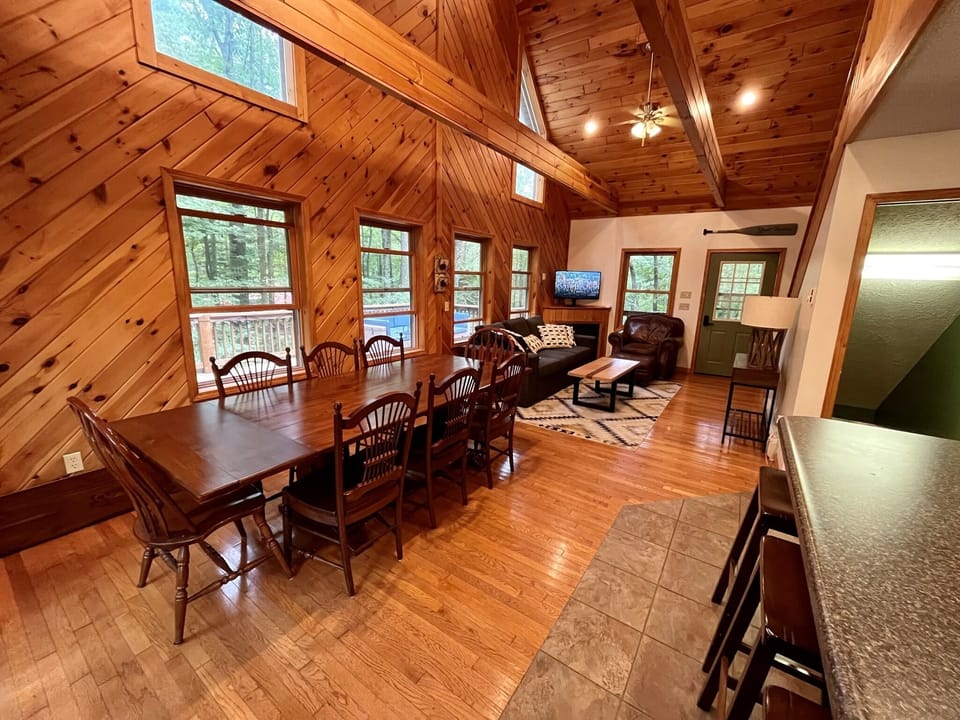 Dining area with large table and 8 chairs!