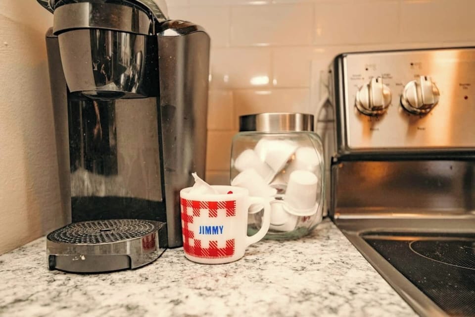 Jimmy's waiting for his cup of joe! 