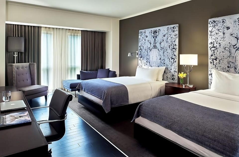 Stretch out comfortably in a spacious double-queen room layout.