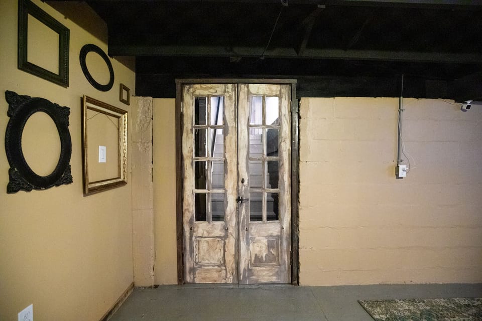 French doors leading out of basement