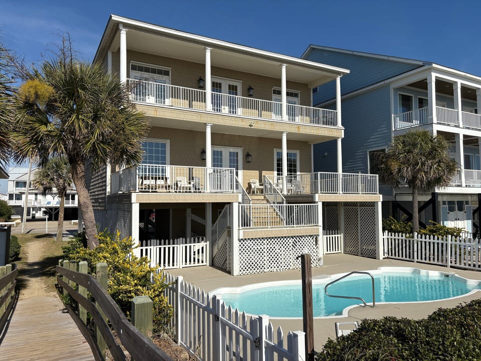 Steps to the sand with private pool and oceanfront porches