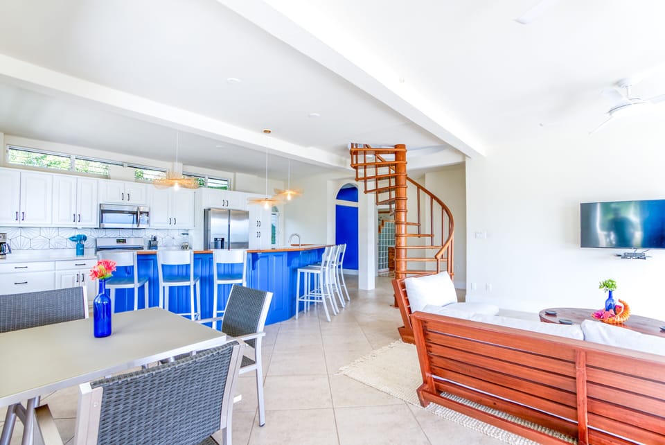family room and kitchen