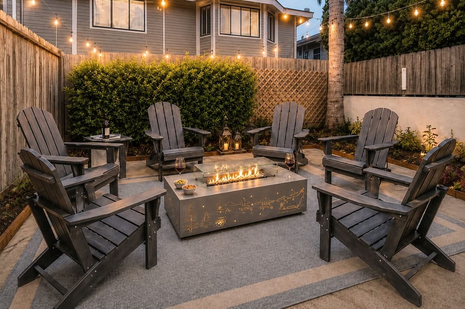 Relaxing firepit in the secure back yard