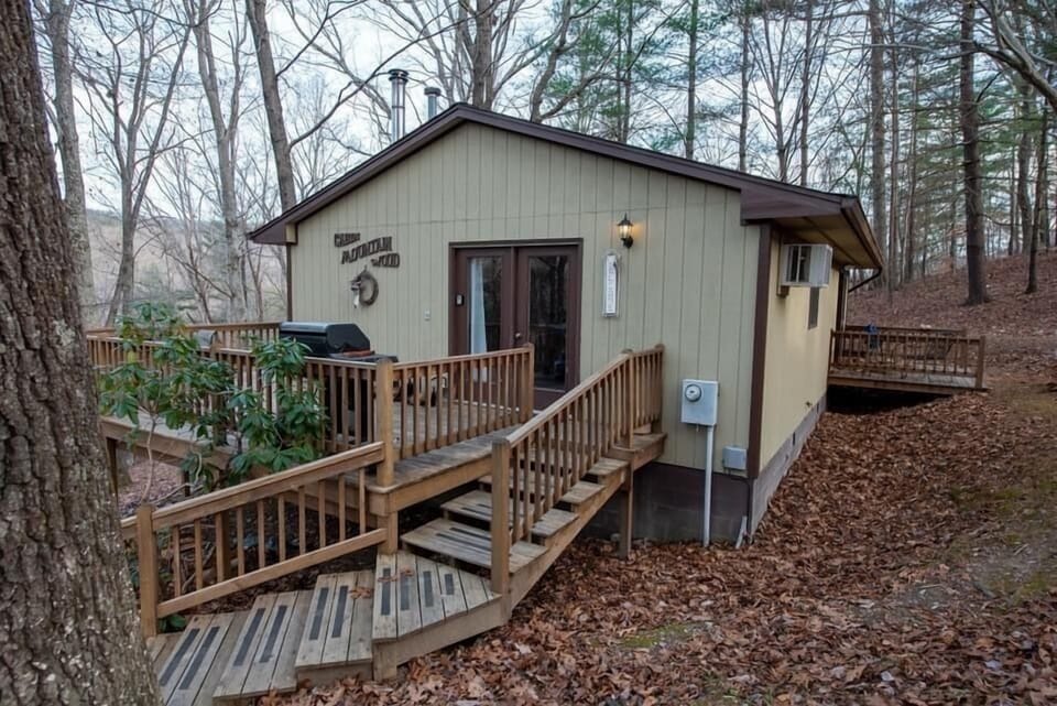 Wrap around porch with a propane grill