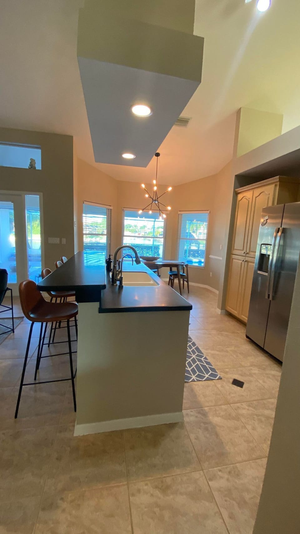 Bar seating in kitchen.