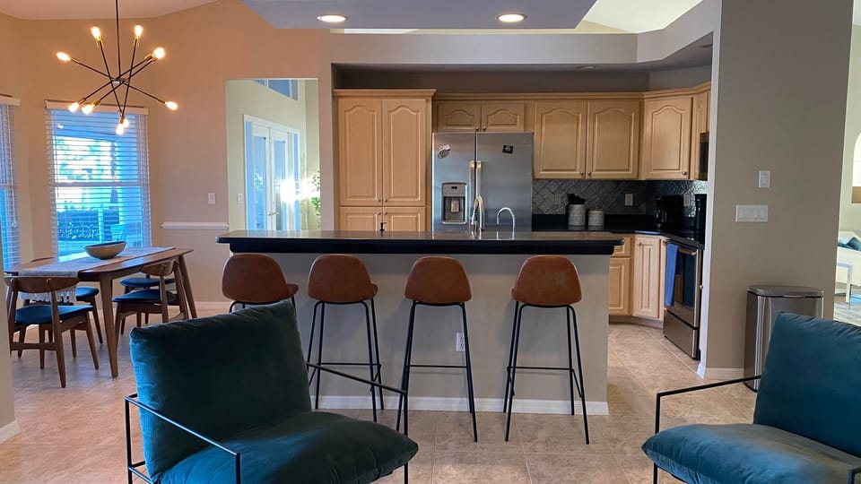 Open concept dining/kitchen/living room area