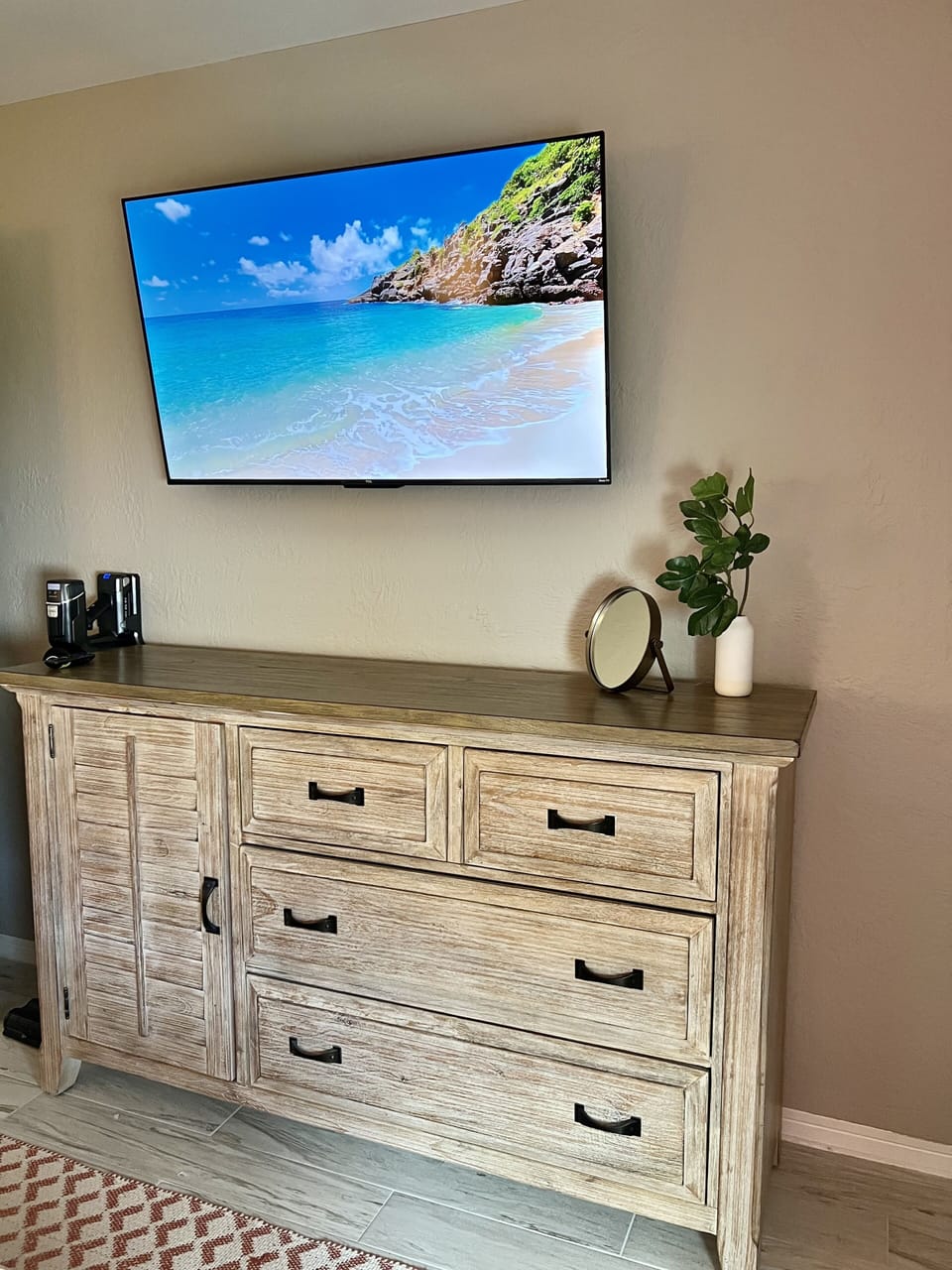 50 inch smart tv in master bedroom. Direct tv streaming included. 
