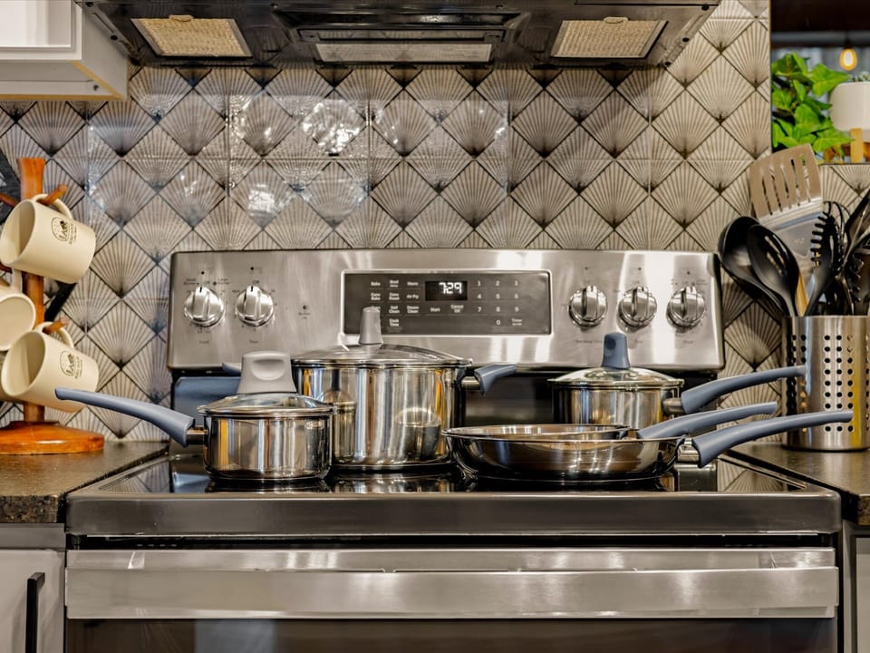 Everything you need for a real group dinner. The stove is ready when you are.