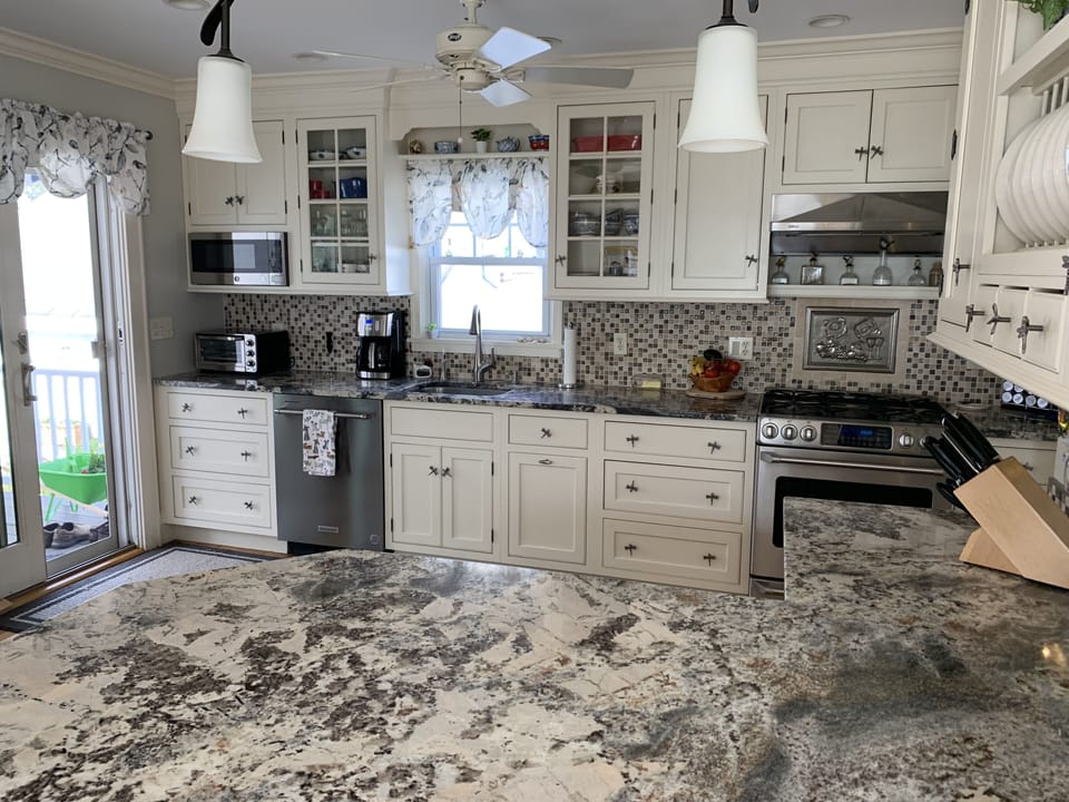 Custom kitchen with slider to porch
