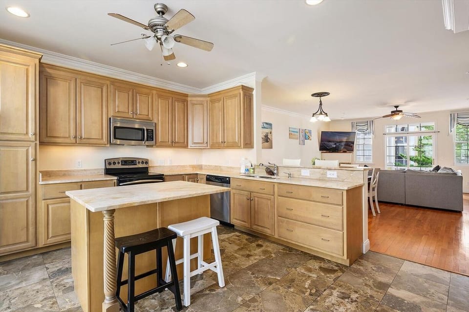 Second floor: Kitchen, living/dining and half bath