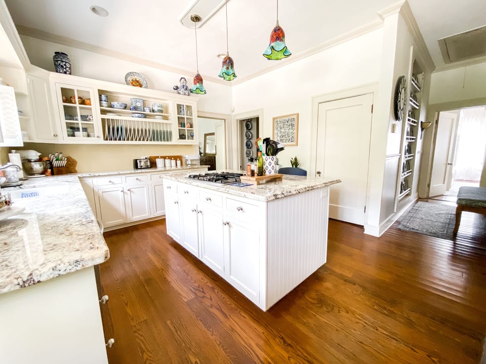 Fully stocked kitchen with island