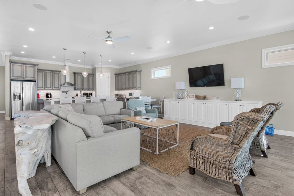 Relax with a movie on the large flat-screen TV