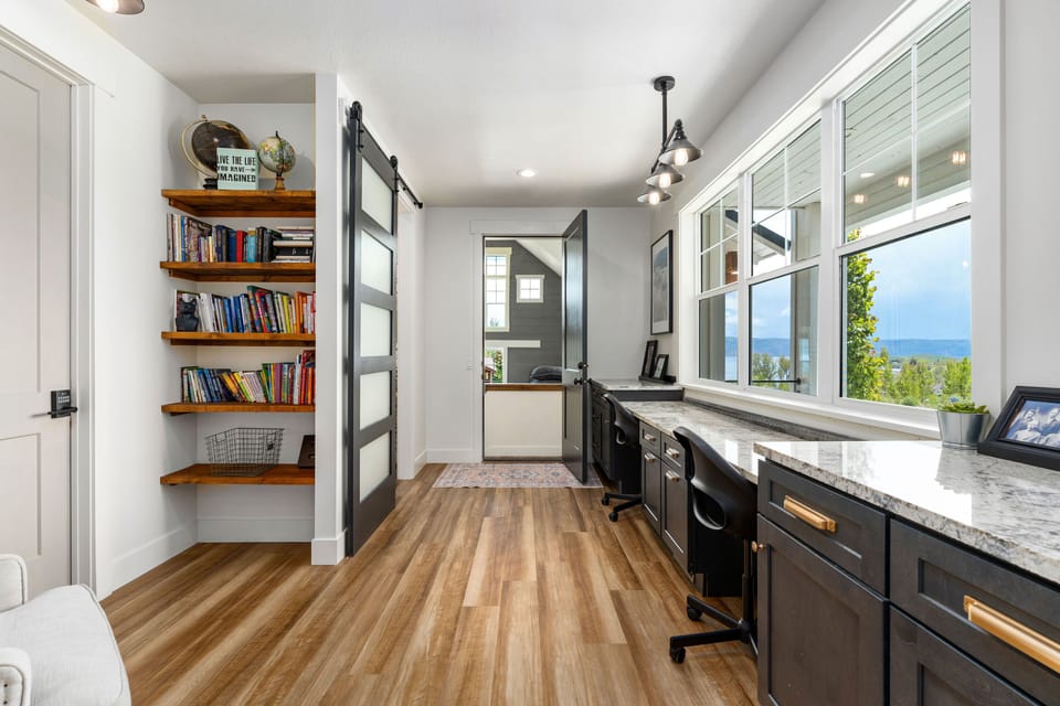 office area with library