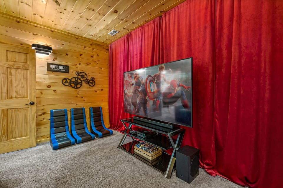 Cable TV, Roku, BluRay player, and a collection of DVD moves to enjoy!