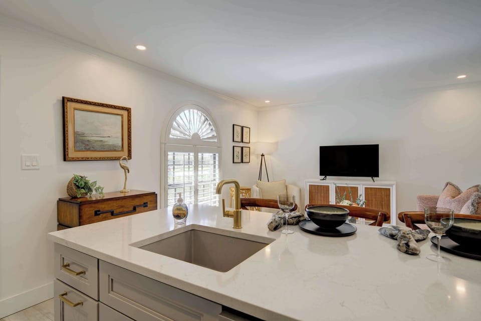 Kitchen area with seating for 3
