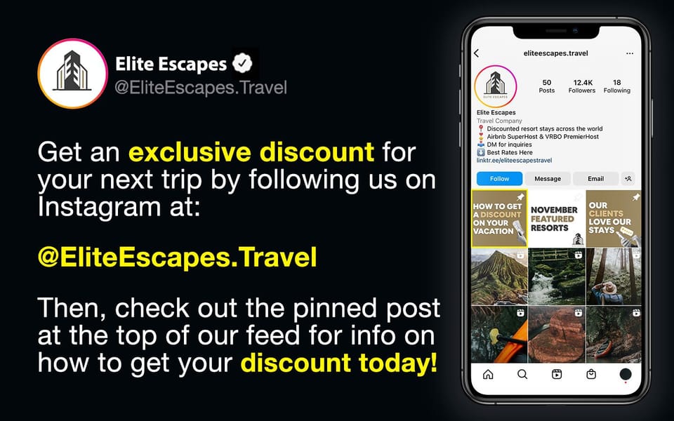 Make sure to check us out on Social Media @theeliteescapes_
